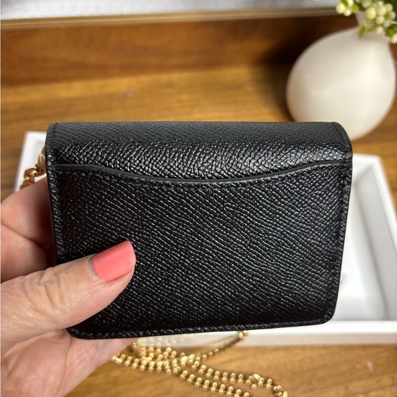 Coach Black Leather Mini Crossbody with Gold Chain - Picture 5 of 10